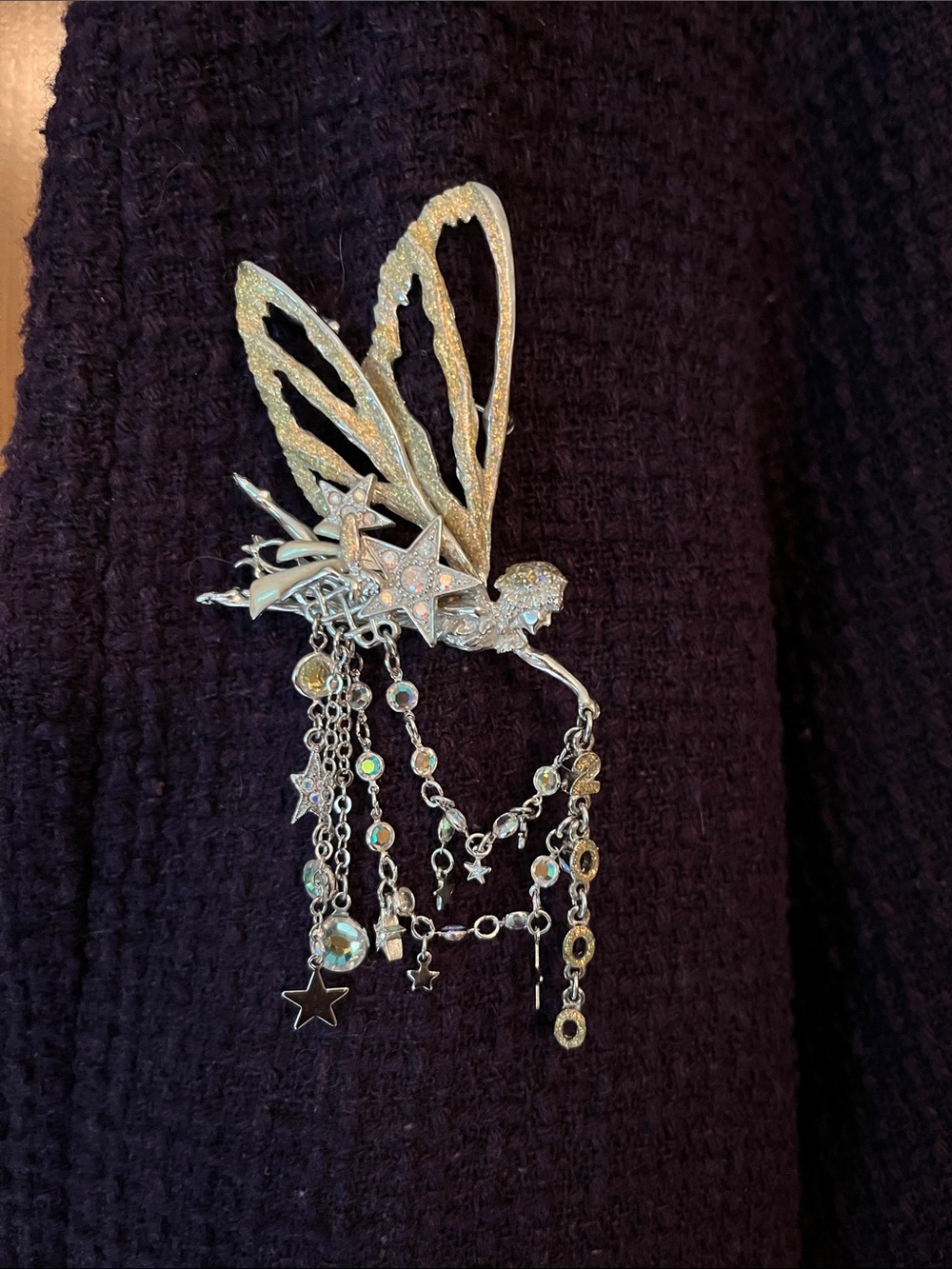 Kirks Folly Silver Fairy Wing Star Dangle Brooch Millennium Edition